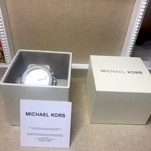 Michael Kors runway, ivory & crystal watch